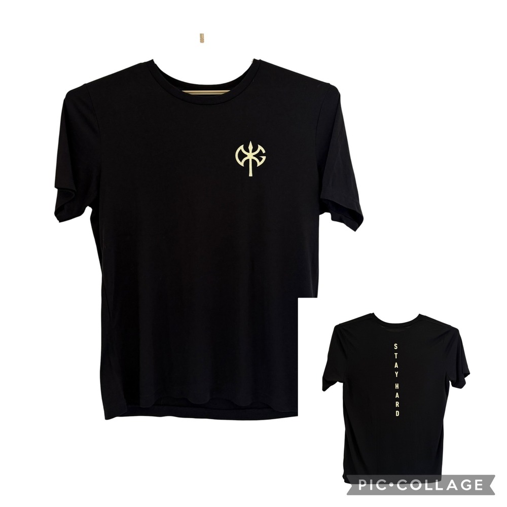 David Goggins Stay Hard Graphic T-Shirt Black XL Performance Tee Axe Logo Gym